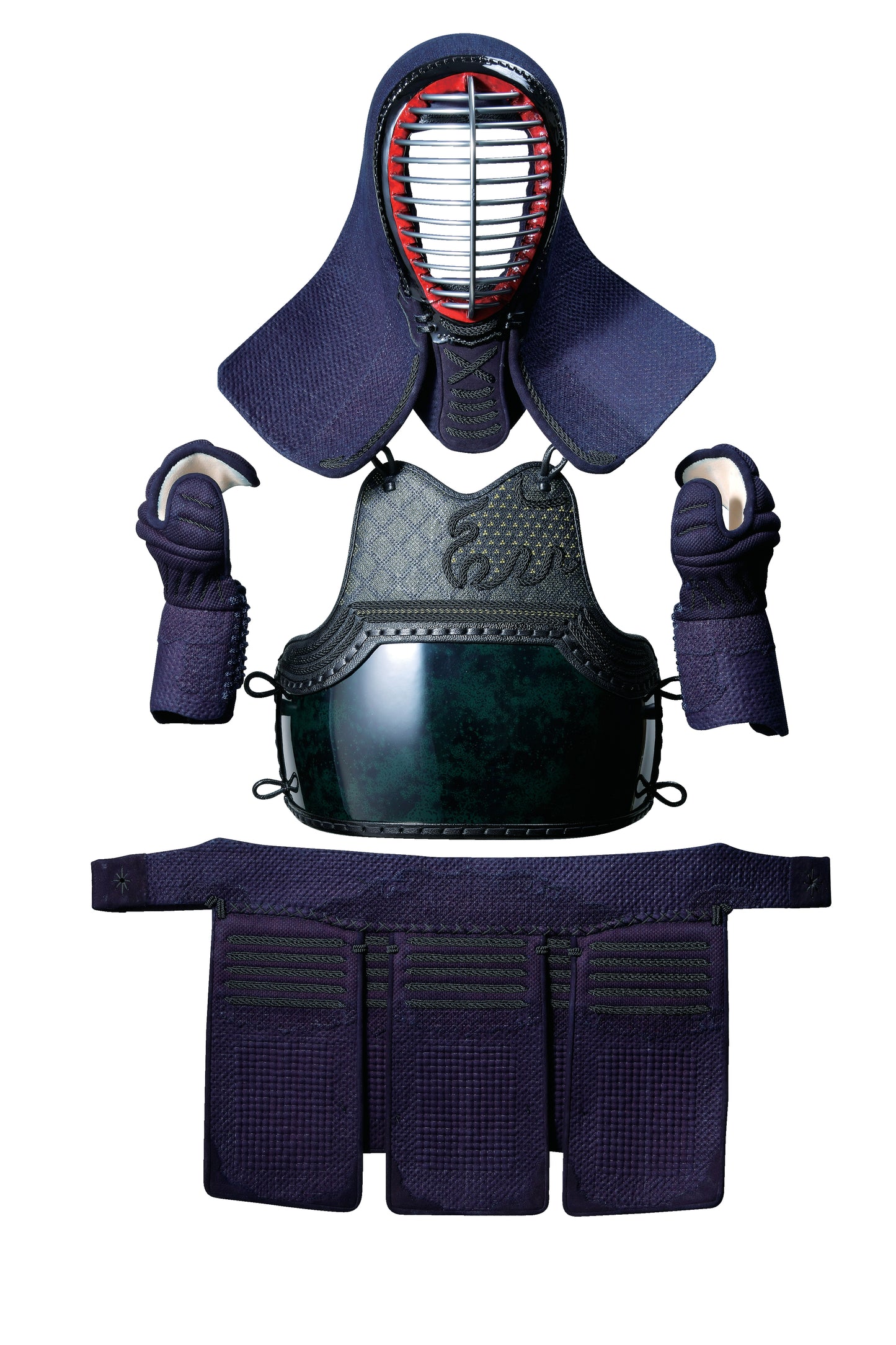 【松勘工業】閃(HIRAMEKI)PREMIUM 2.5分 織刺(ヘリ紺革) 超実戦型グノ目刺 防具セット