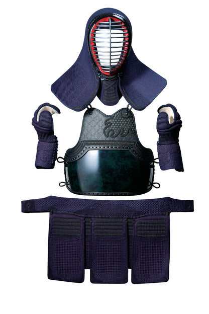 【松勘工業】閃(HIRAMEKI)PREMIUM 2.5分 織刺(ヘリ紺革) 超実戦型グノ目刺 防具セット