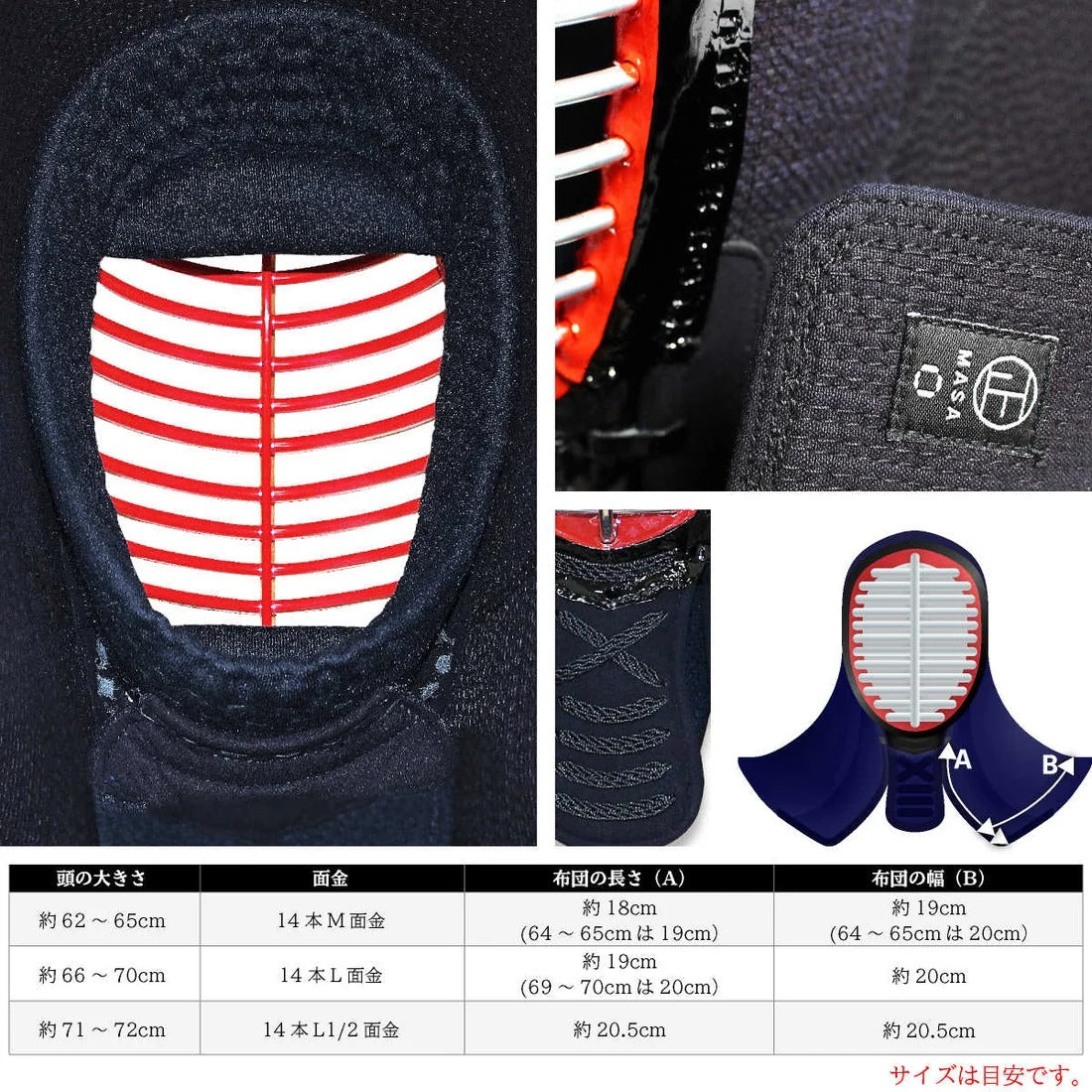 【西日本武道具】正(MASA)白印 6mm具の目刺 防具セット（身長150cm～）