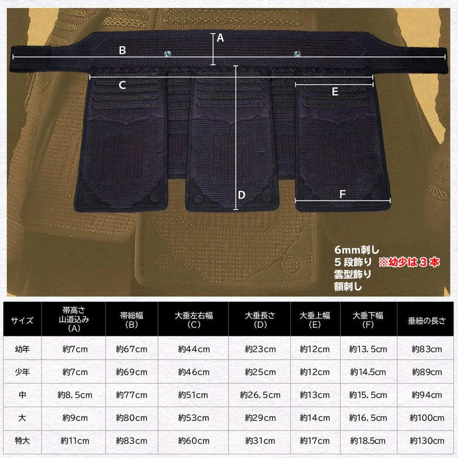 10000円均一セール【西日本武道具】頂(黒) 6mm刺 垂単品 (幼年-一般)