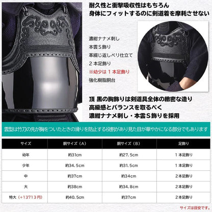 20000 Yen Flat Rate Sale [Nishinihon Budogu] Top (Black) 6mm Stitched Chest Protector (Do) Only
